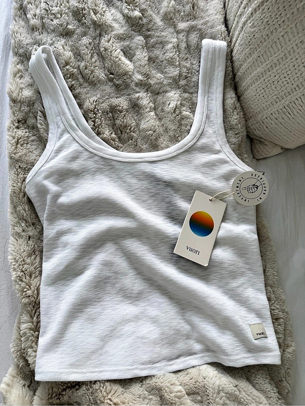 Vuori Sunrise Rib Crop Tank Ribbed Tank Top White XS
